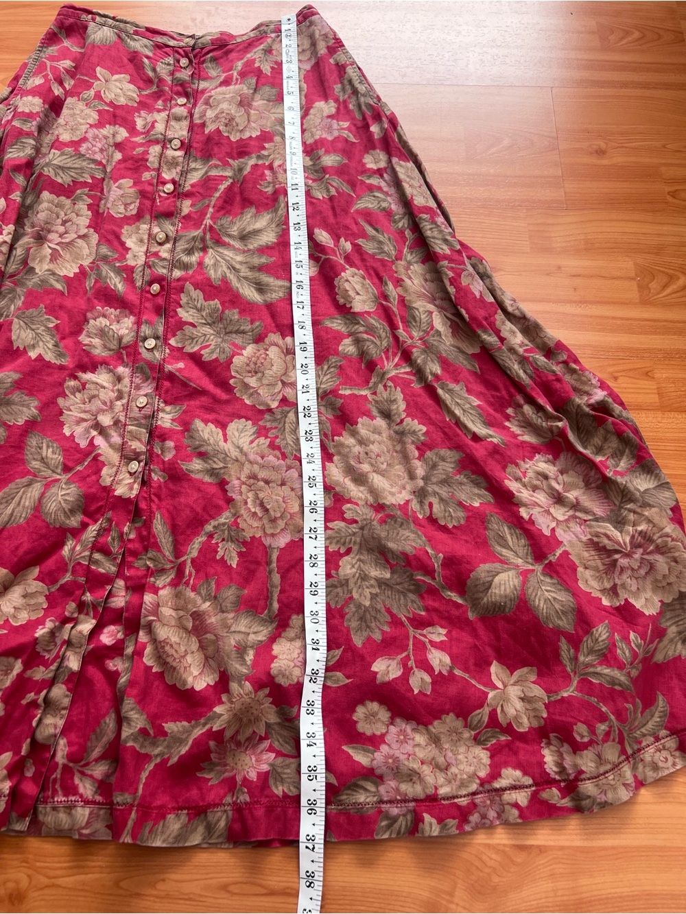 Vintage Lauren Ralph Lauren 100% Linen Floral Maxi Skirt - Picture 5 of 7